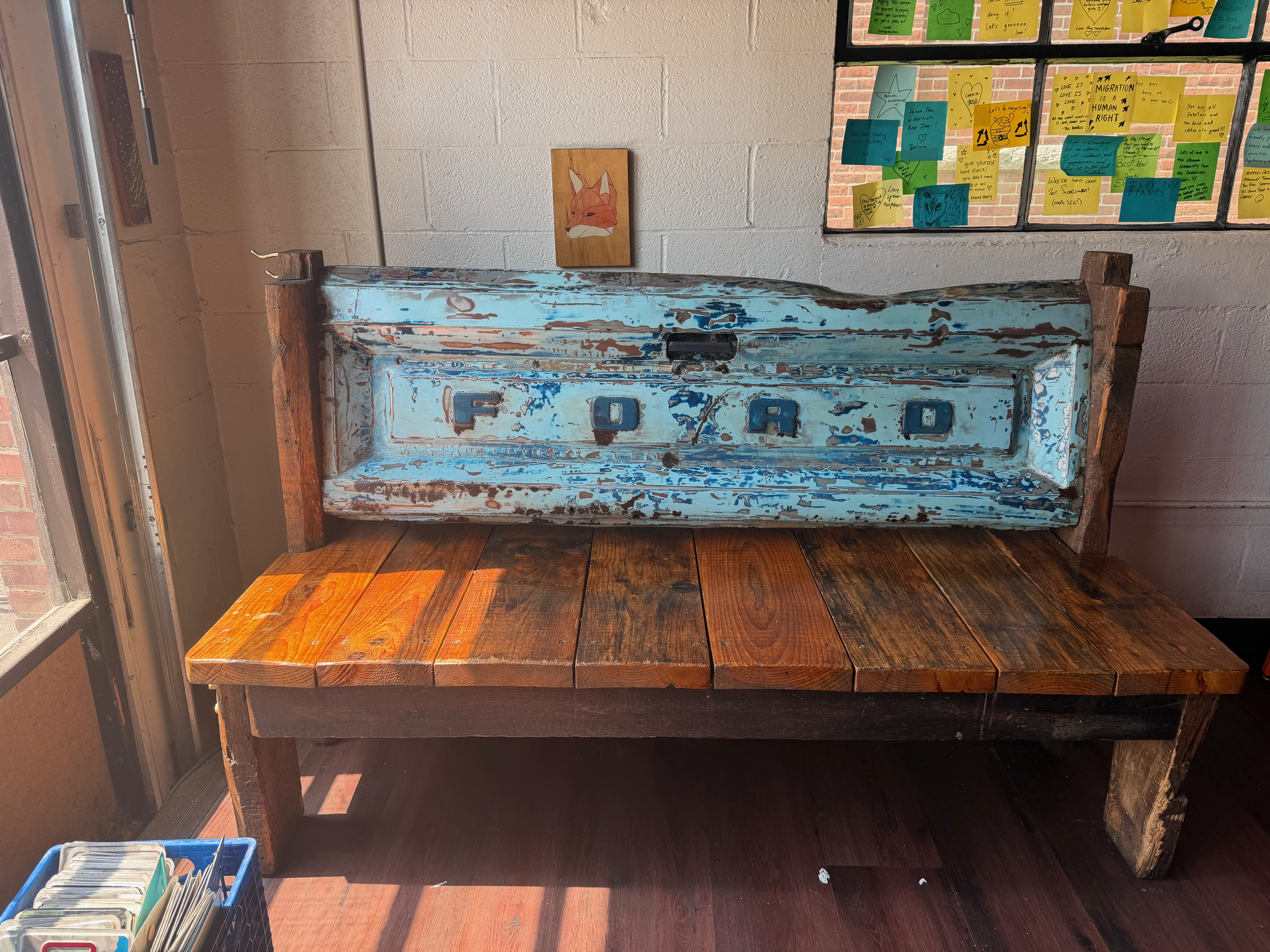 Ford bench at Luckys