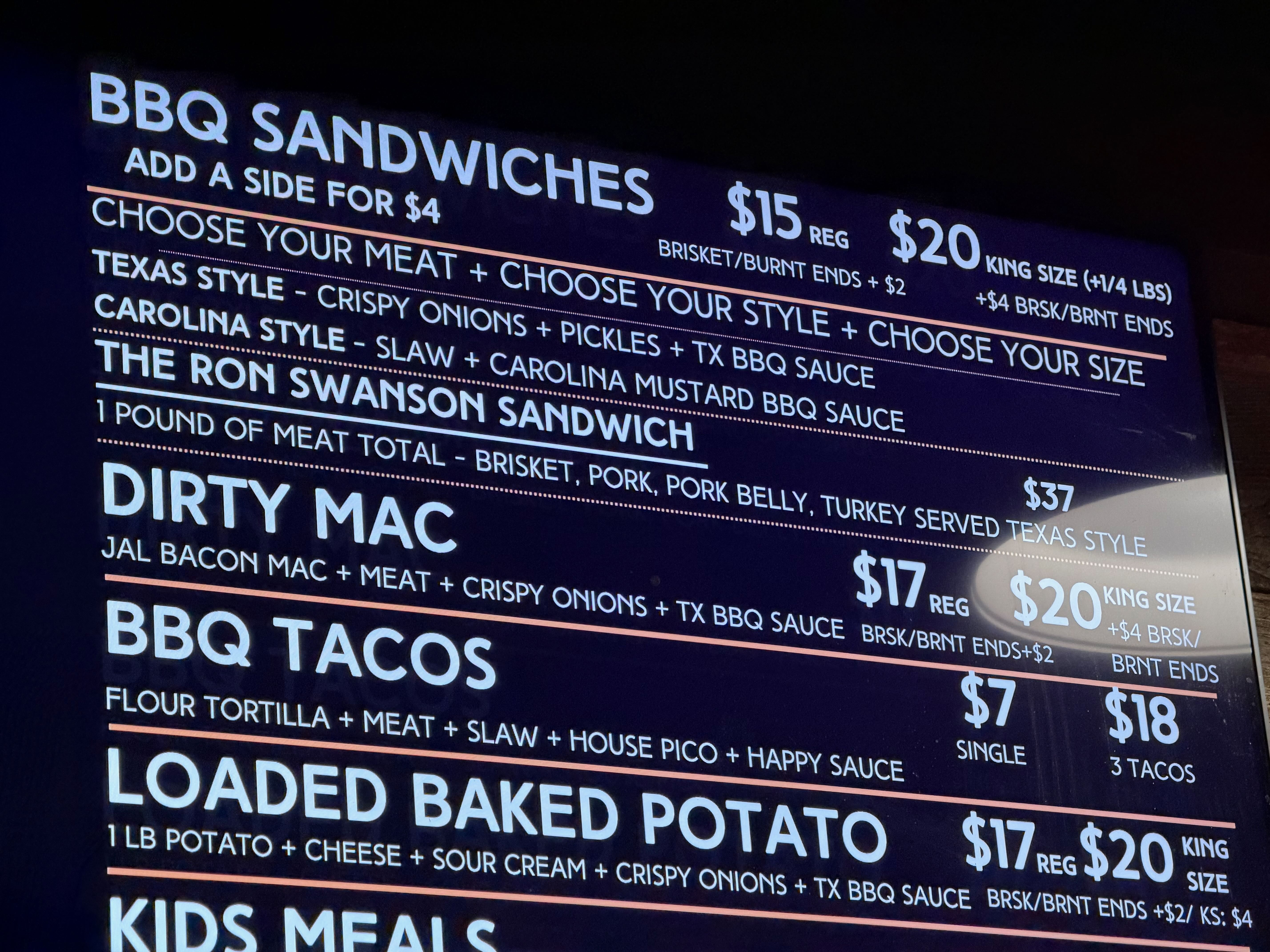 Post Oak Sandwich Menu